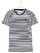 Macchia J Kids Teen Striped Crew Neck T-shirt - White