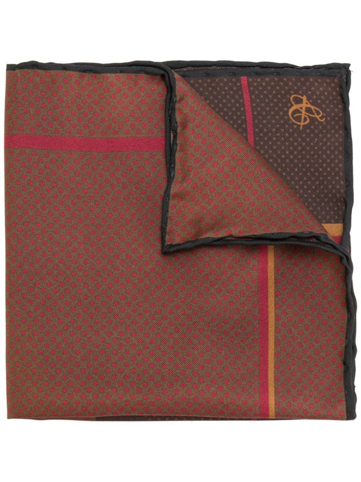 Canali Printed Pocket Square - Brown