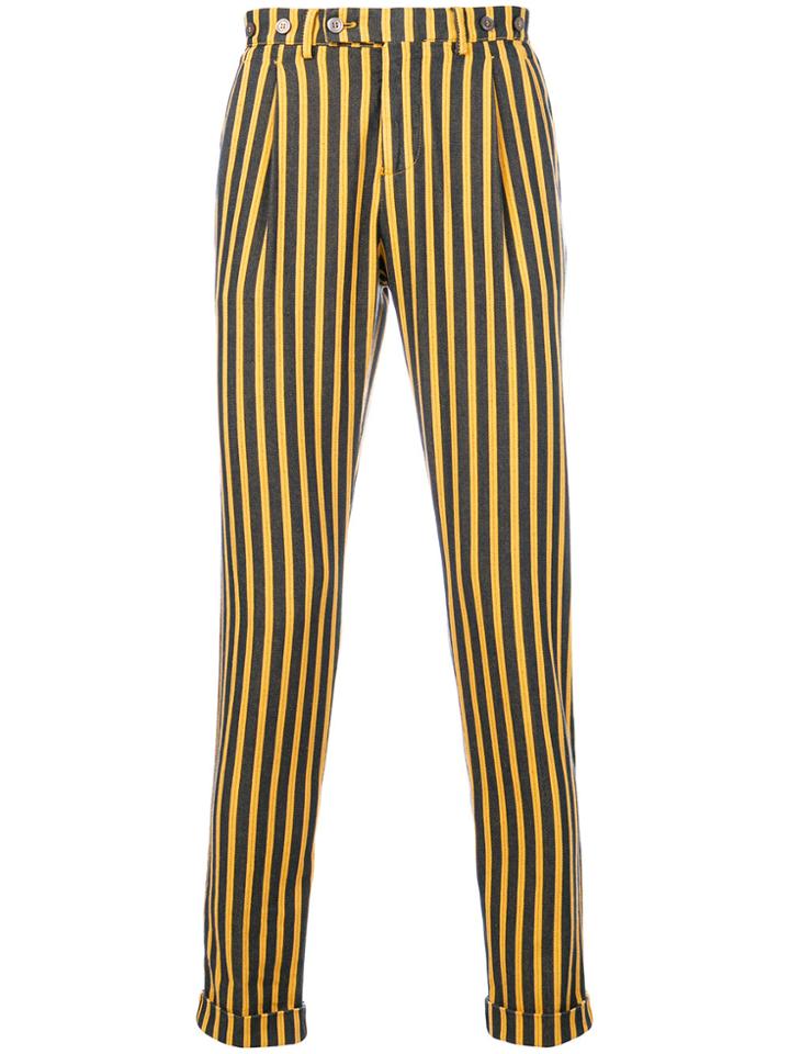 Berwich Striped Straight Leg Trousers - Yellow & Orange