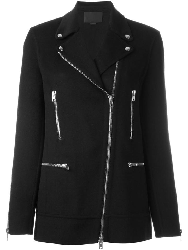 Alexander Wang Asymmetric Zip Coat, Women's, Size: 2, Black, Polyester/rayon/wool