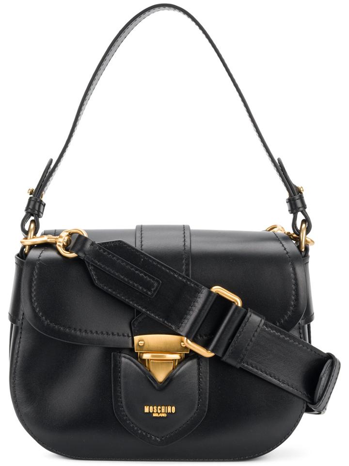 Moschino Fold Over Satchel - Black