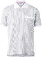 Thom Browne Striped Polo Shirt, Men's, Size: 0, Grey, Cotton