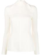 Valentino High-neck Long-sleeved Blouse - Neutrals