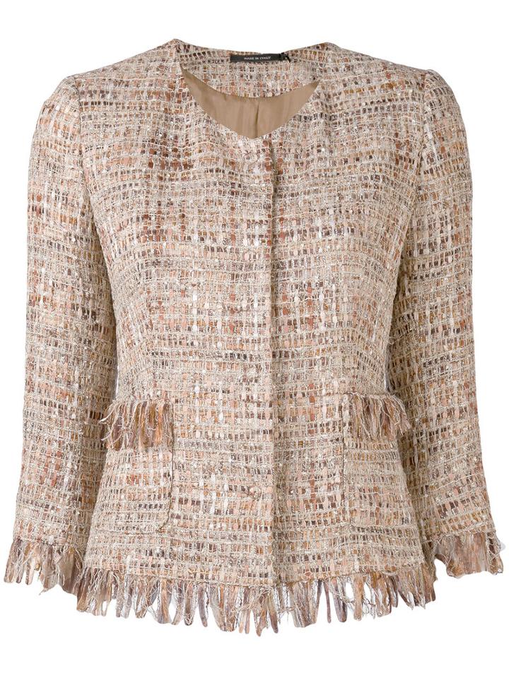 Tagliatore - Fitted Woven Blazer - Women - Cotton/acrylic/polyamide/viscose - 46, Nude/neutrals, Cotton/acrylic/polyamide/viscose