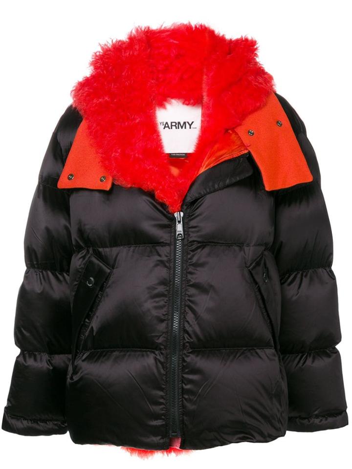 Yves Salomon Oversized Shearling Padded Jacket - Black