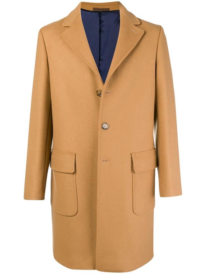 Eleventy Single Breasted Coat - Brown