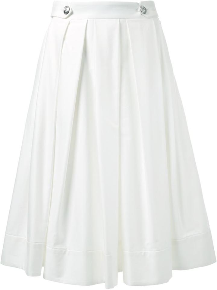 Loveless Pleated Skirt, Women's, Size: 36, White, Cotton/polyurethane