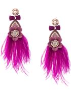 Ranjana Khan Feather Drop Earrings - Pink & Purple