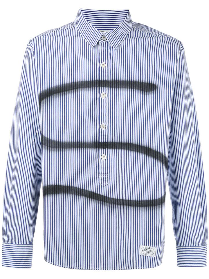 Neighborhood 's' Print Striped Shirt, Men's, Size: Xl, Blue, Cotton