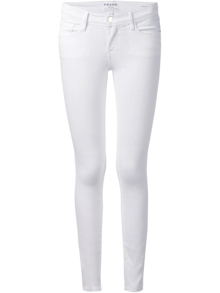 Frame Denim Cropped Skinny Jeans, Women's, Size: 25, White, Cotton/polyester/spandex/elastane
