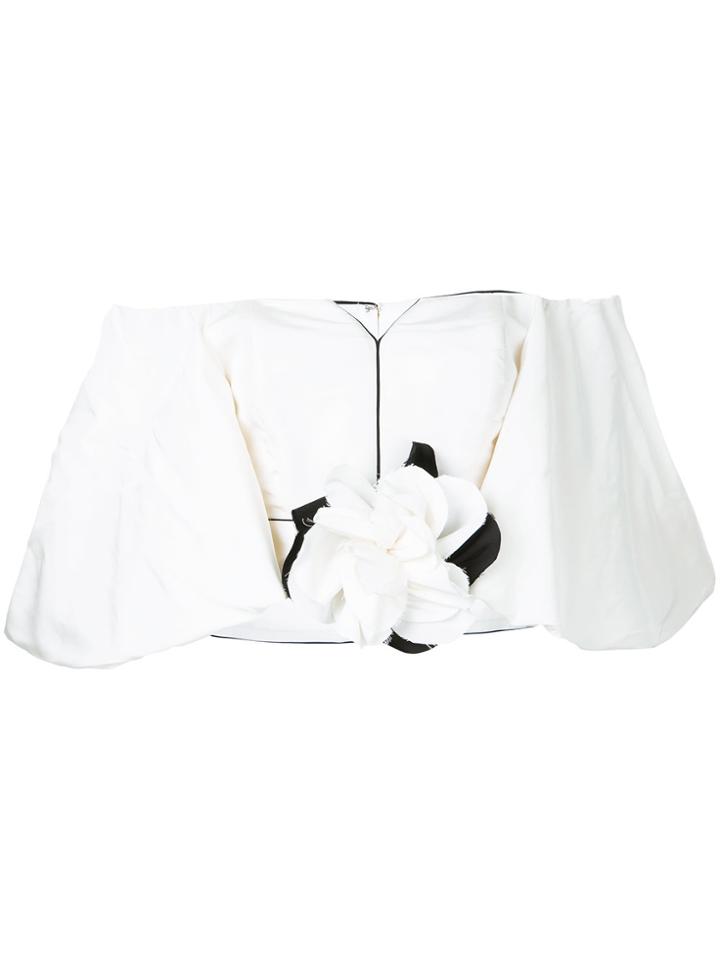 Bambah Bubble Flower Crop Top - White