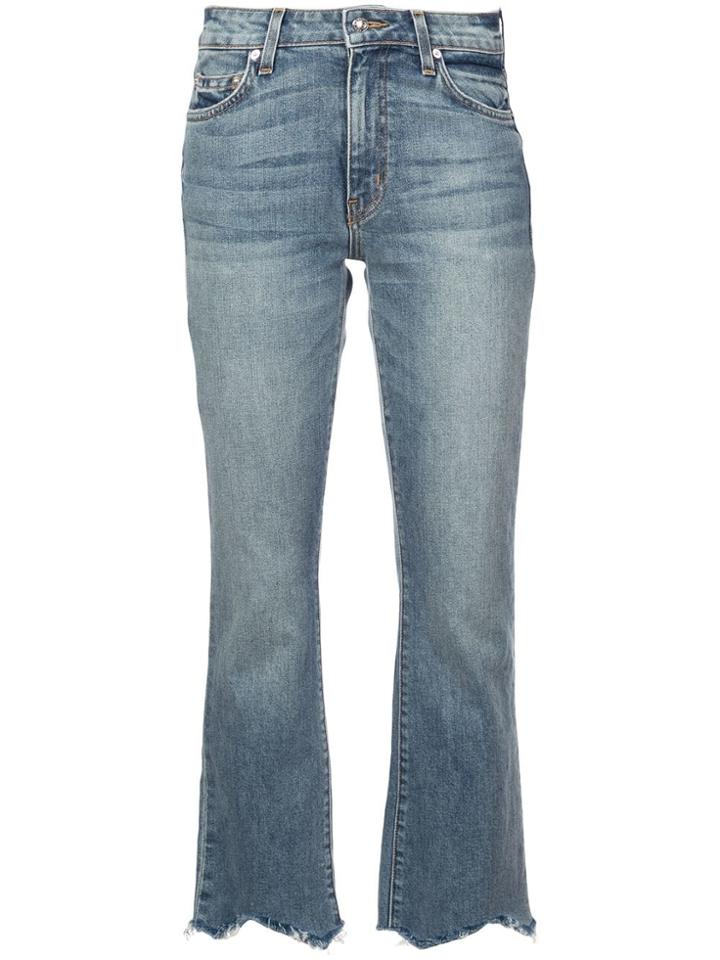 Derek Lam 10 Crosby Gia Cropped Flare With Destroyed Hem - Blue