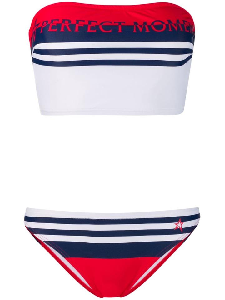 Perfect Moment Striped Bandeau Bikini - Red