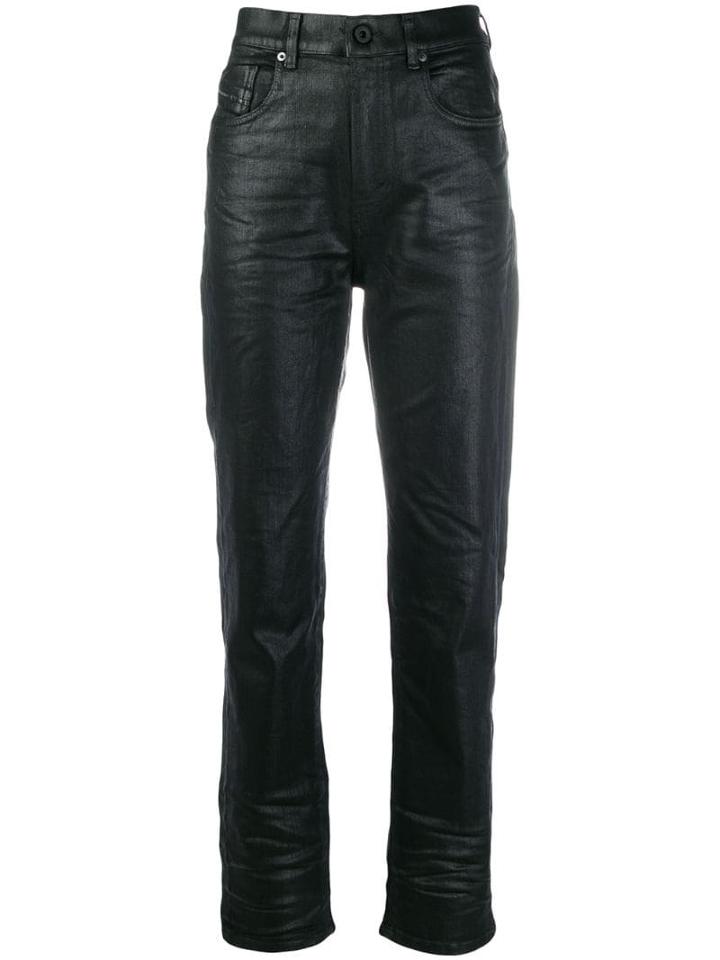 Diesel Black Gold Waxed-effect High-waisted Trousers