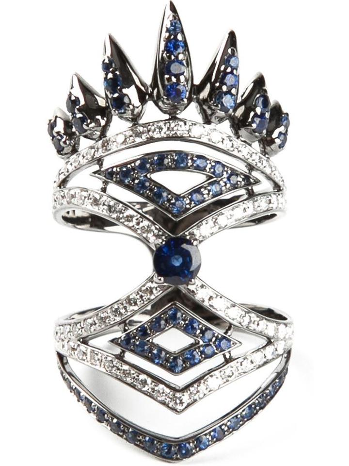 Nikos Koulis Diamond And Sapphire Pave Ring