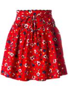 Marc Jacobs - Painted Flower Print Skirt - Women - Silk/cotton/spandex/elastane - 2, Red, Silk/cotton/spandex/elastane