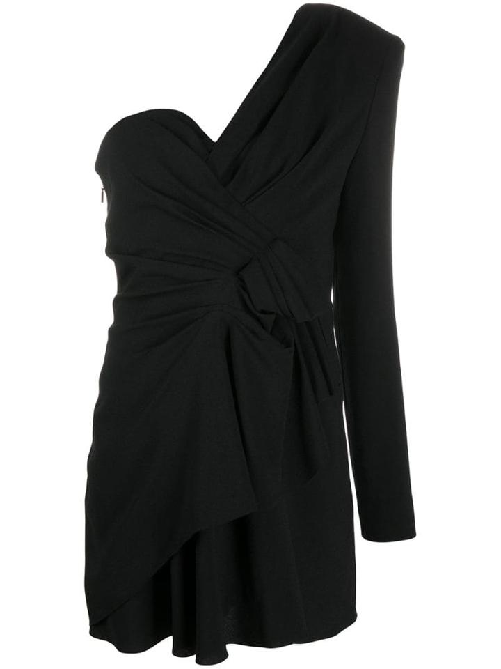 Saint Laurent One Shoulder Gathered Dress - Black