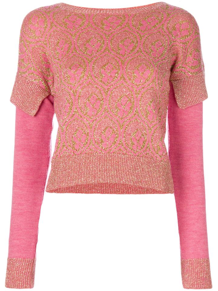 Philosophy Di Lorenzo Serafini Layered Glitter Pattern Jumper - Green