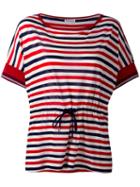 Moncler Drawstring Waist Striped T-shirt, Women's, Size: Small, White, Cotton