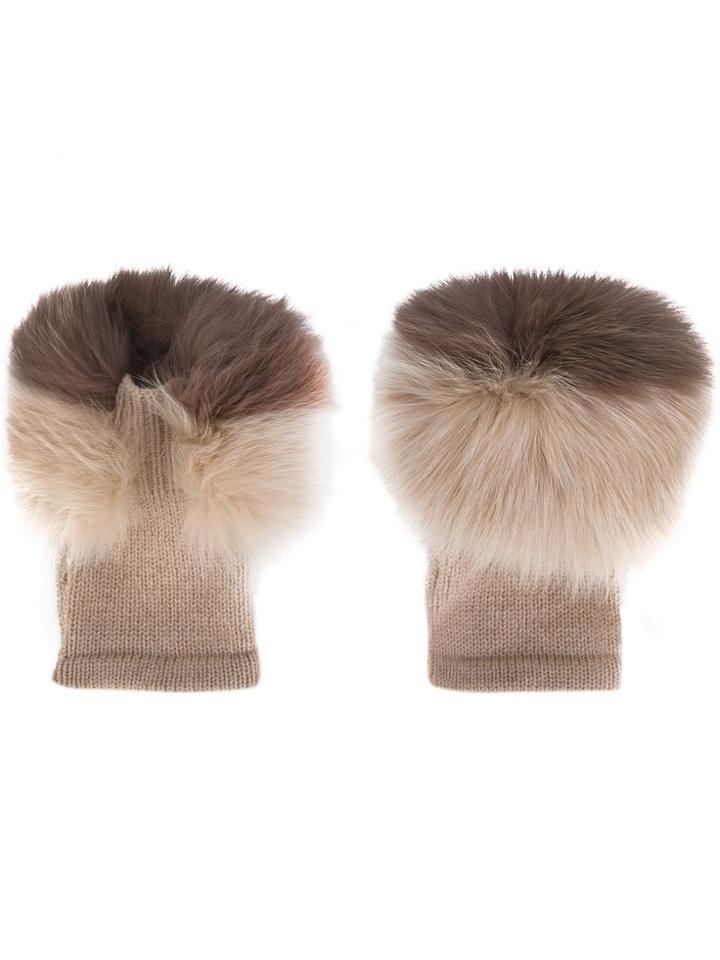 Agnona Fur Gloves - Nude & Neutrals