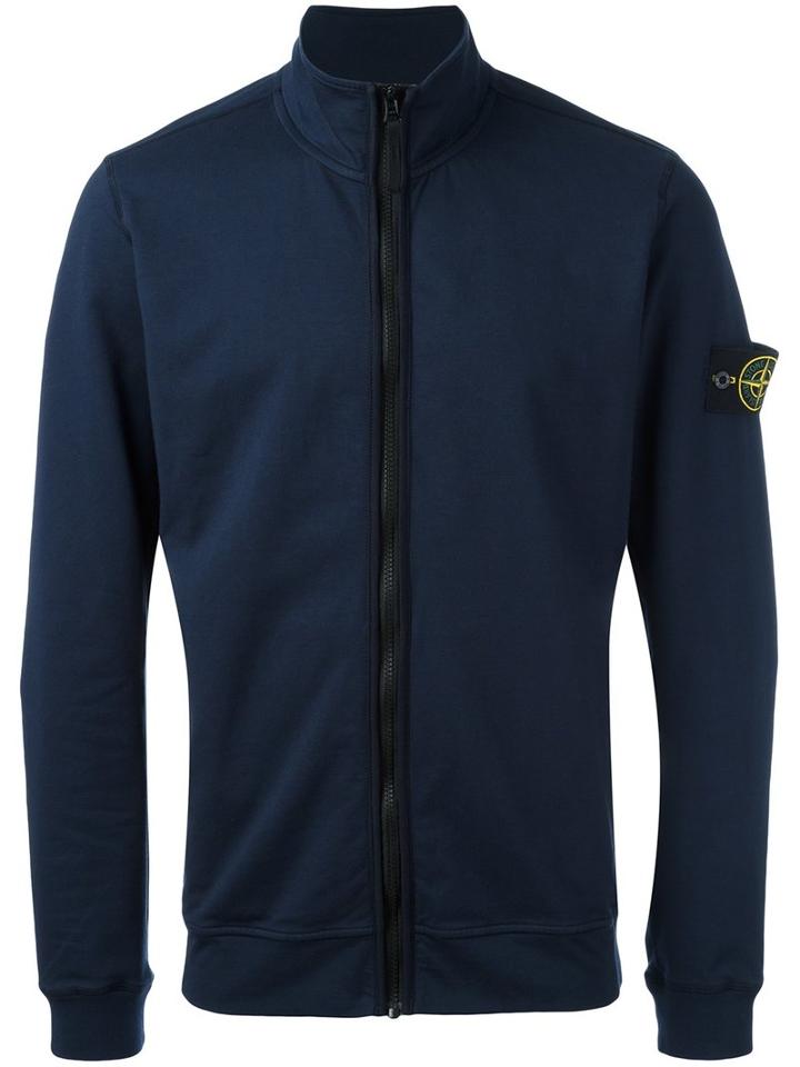 Stone Island Zip Cardigan, Size: Large, Blue, Cotton/spandex/elastane