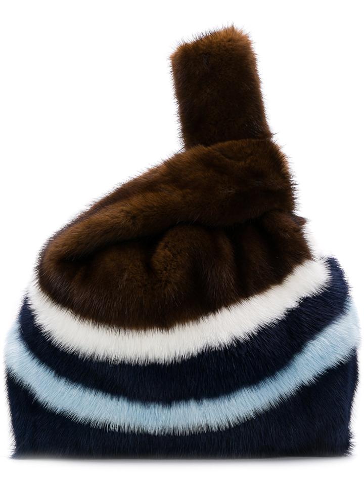 Simonetta Ravizza Furrissima Stripe Tote Bag - Brown