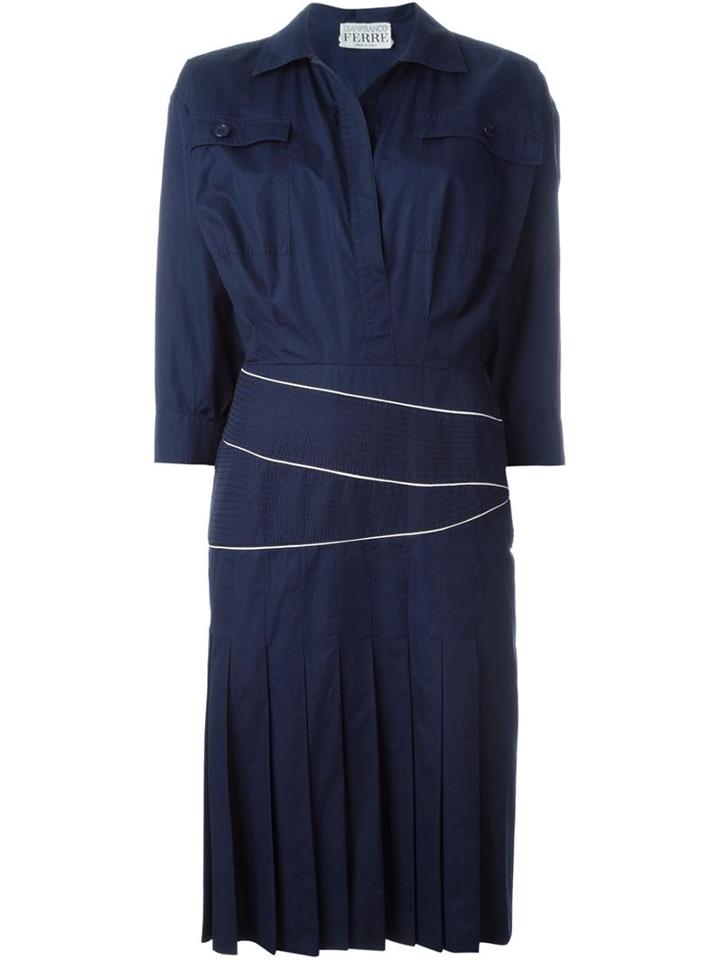 Gianfranco Ferre Vintage Crisscross Waistband Shirt Dress