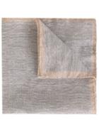 Eleventy Contrast Stripe Pocket Square, Men's, Grey, Linen/flax