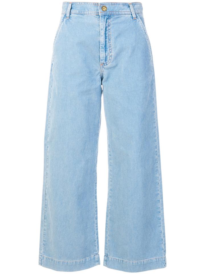 Mih Jeans Wide Leg Corduroy Trousers - Blue