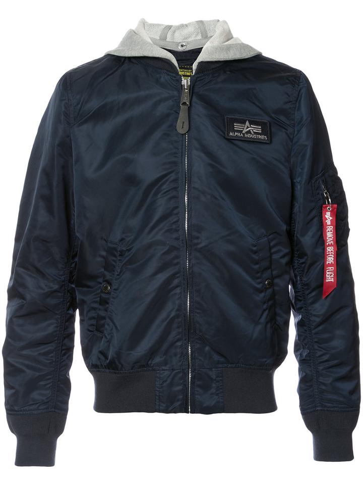 Alpha Industries - L-2b Hooded Jacket - Unisex - Cotton/nylon - M, Blue, Cotton/nylon
