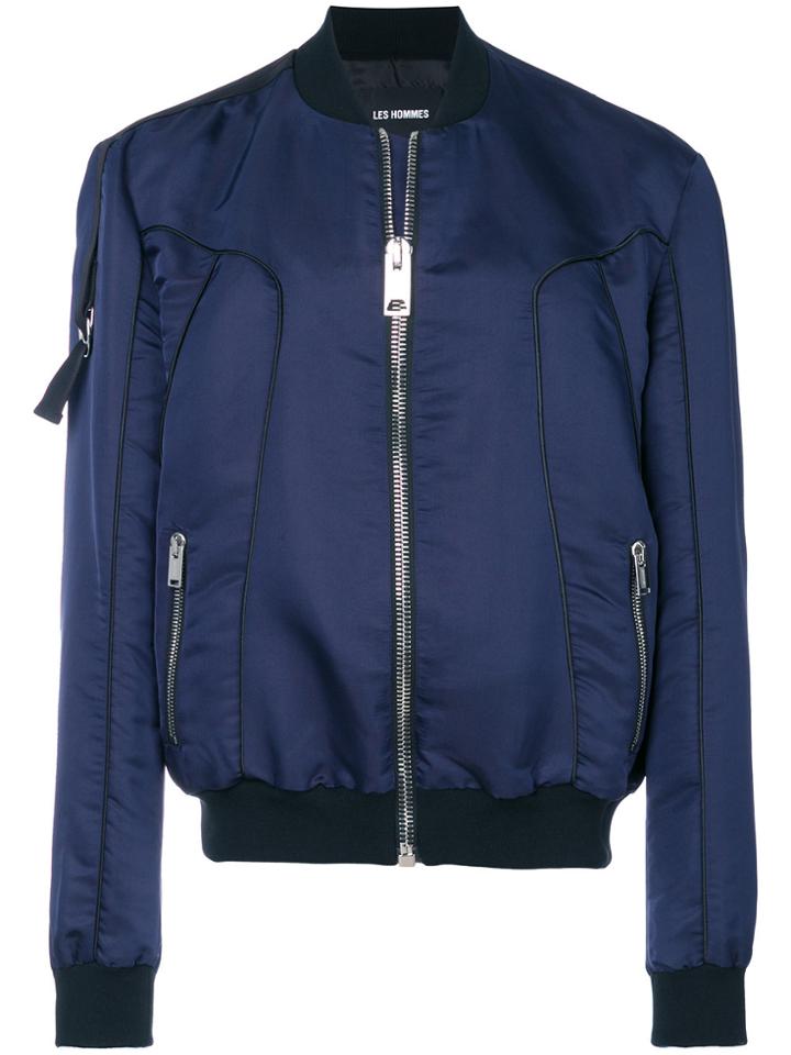 Les Hommes Zipped Pocket Bomber Jacket - Blue