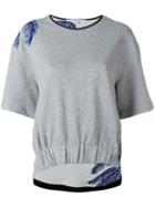 Stella Mccartney - Contrast Embroidered T-shirt - Women - Cotton/polyamide - 38, Women's, Grey, Cotton/polyamide