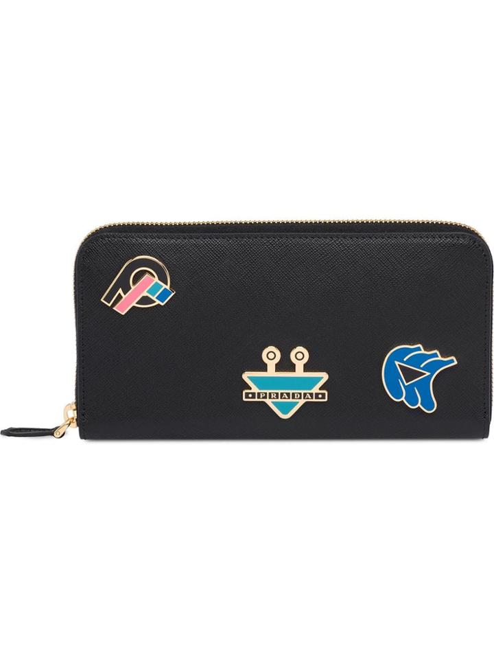 Prada Embellished Wallet - Black
