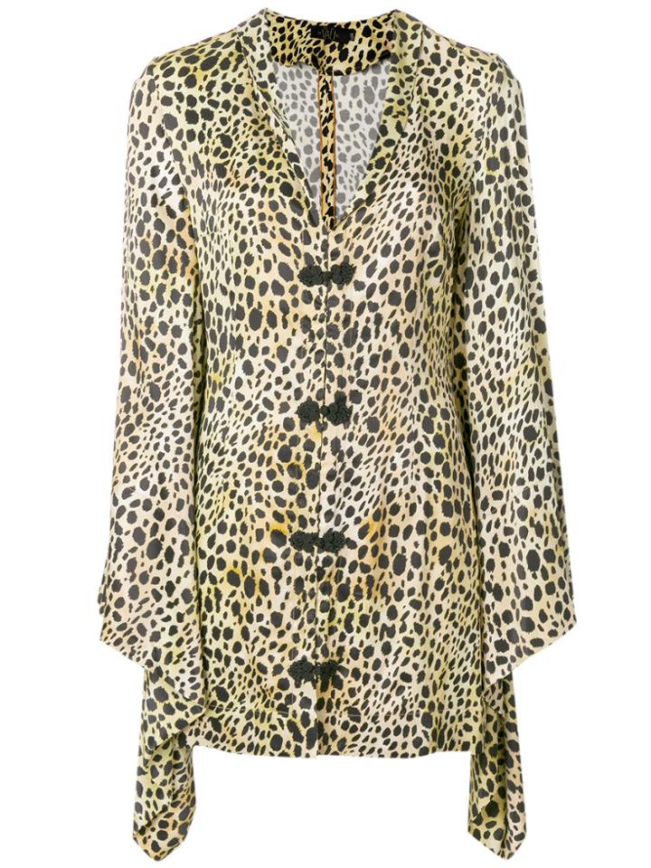 De La Vali Leopard Print Mini Dress - Yellow & Orange