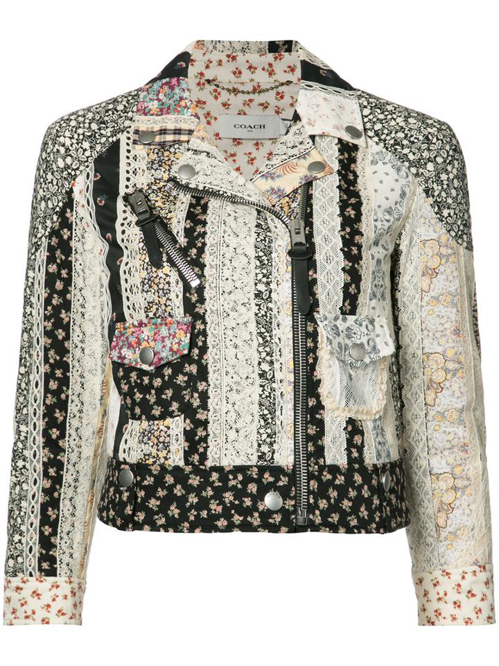 Coach Moto Prairie Biker Jacket, Women's, Size: 2, Black, Cotton