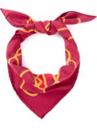Christian Dior Vintage Gold Plaque Print Scarf, Women's, Red