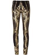 Roberto Cavalli Printed Skinny Trousers, Women's, Size: 42, Black, Cotton/polyester