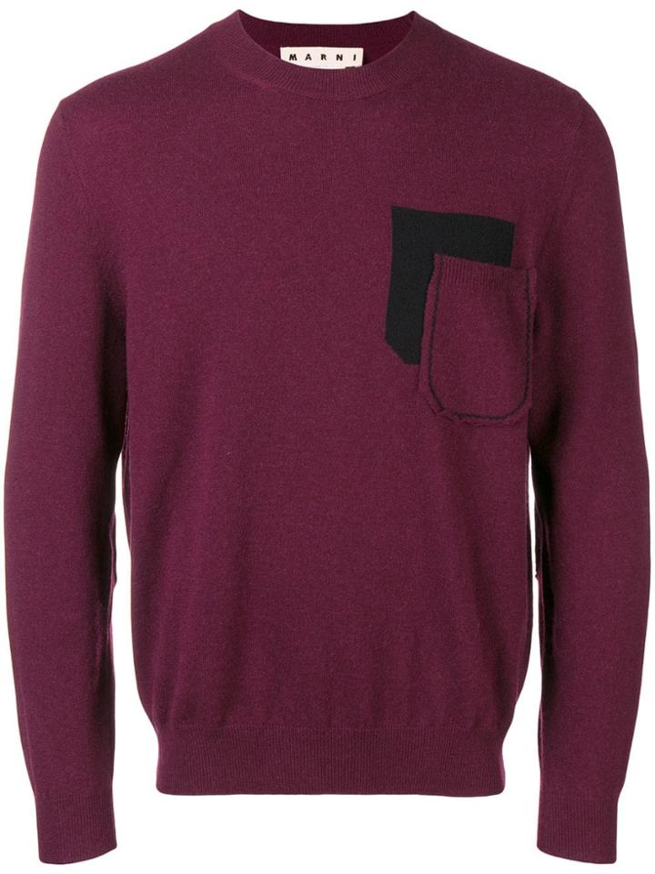 Marni Cashmere Elbow Patch Sweater - Pink & Purple
