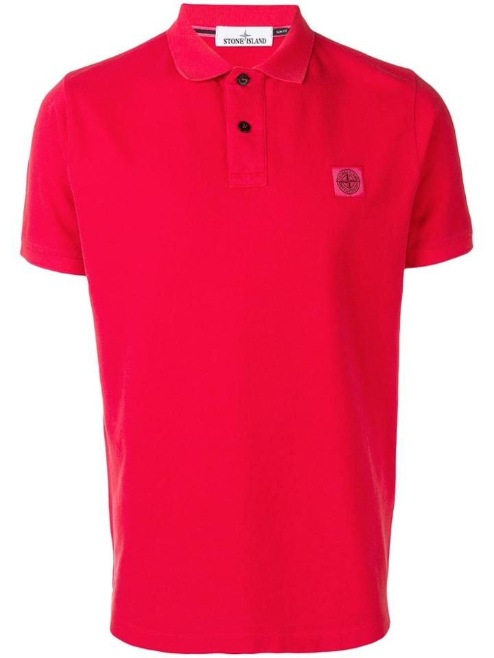 Stone Island Logo Polo Shirt - Red