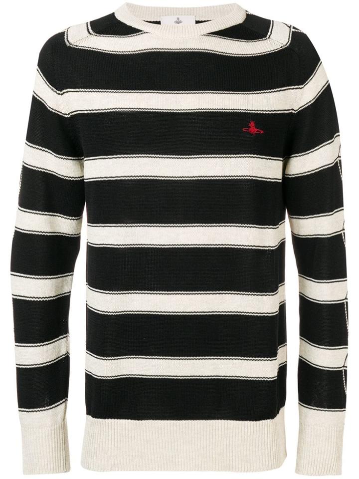 Vivienne Westwood Embroidered Logo Striped Sweater - Black