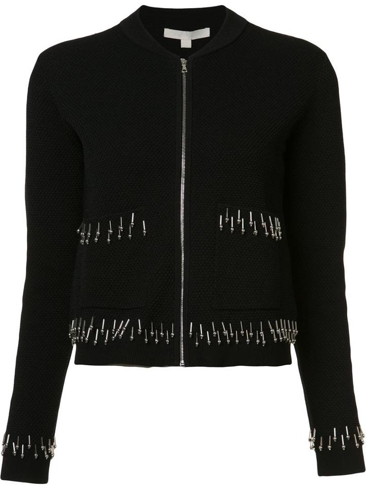 Jonathan Simkhai Embellished Pocket Cardigan, Women's, Size: Small, Black, Nylon