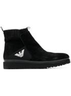 Emporio Armani Knitted Lining Ankle Boots - Black