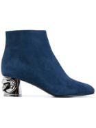 Casadei Metallic Heel Ankle Boots - Blue