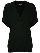 Snobby Sheep Fitted V-neck Knitted Top - Black