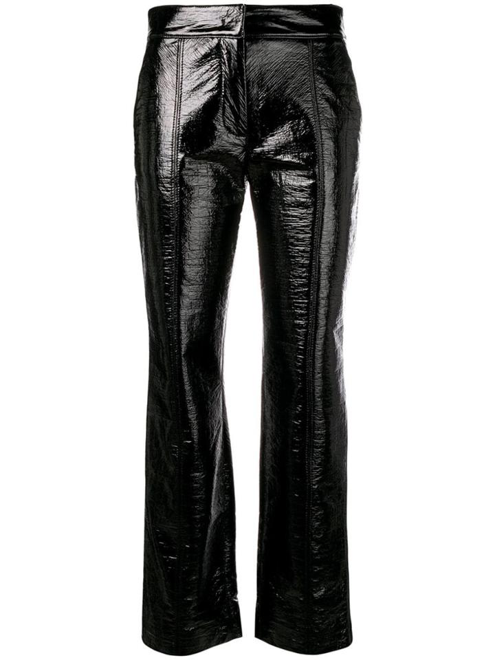 Msgm Metallic Cropped Trousers - Black