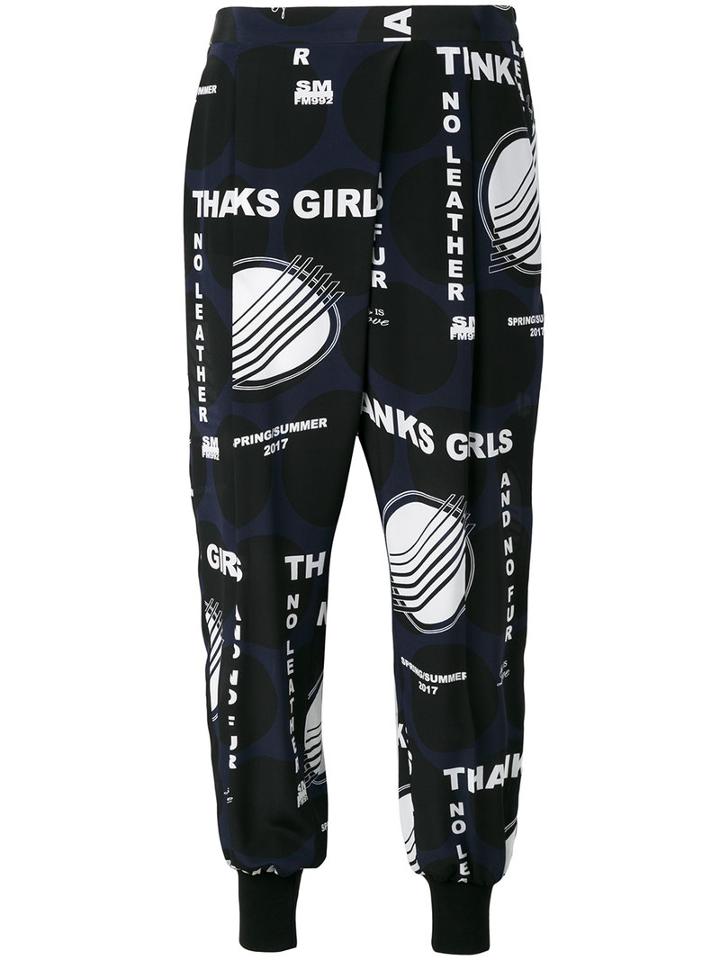 Stella Mccartney Printed Track Pants, Women's, Size: 40, Blue, Silk/cotton
