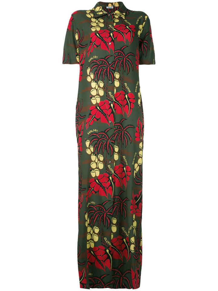 P.a.r.o.s.h. - Hawaiian Maxi Dress - Women - Silk/spandex/elastane - L, Green, Silk/spandex/elastane