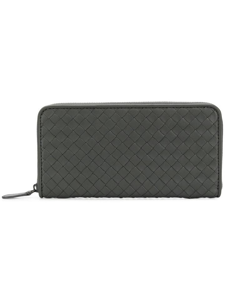 Bottega Veneta Long Woven-effect Wallet - Grey