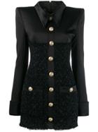 Balmain Bouclé Detail Shirt Dress - Black