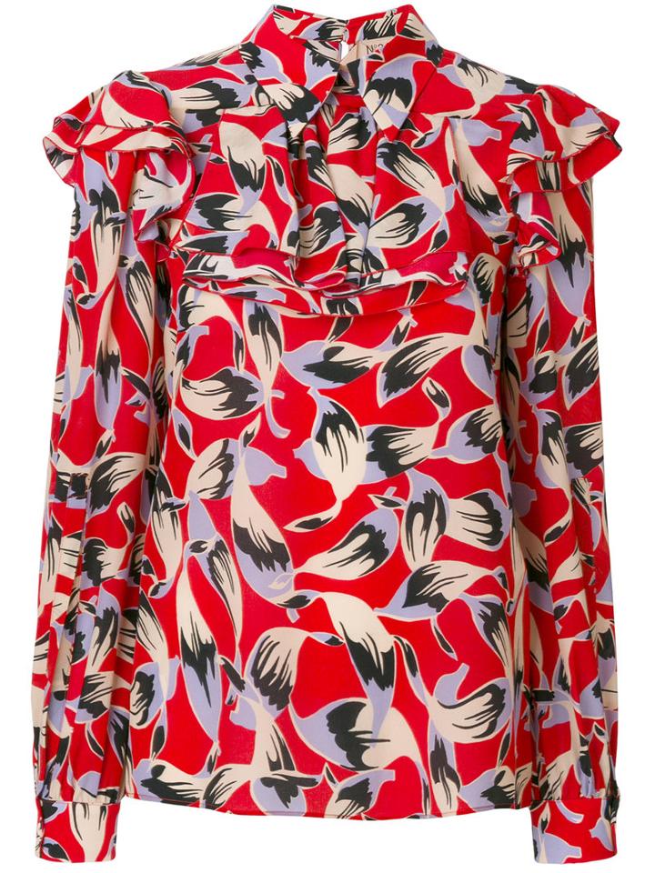 No21 - Printed Blouse - Women - Silk - 42, Red, Silk